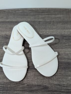 Nine West White Minimalist Double-Strap Slide Sandals